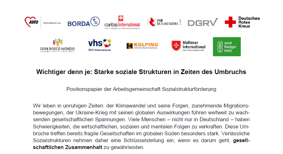 Screenshot des Positionspapiers der SSF Mitglieder